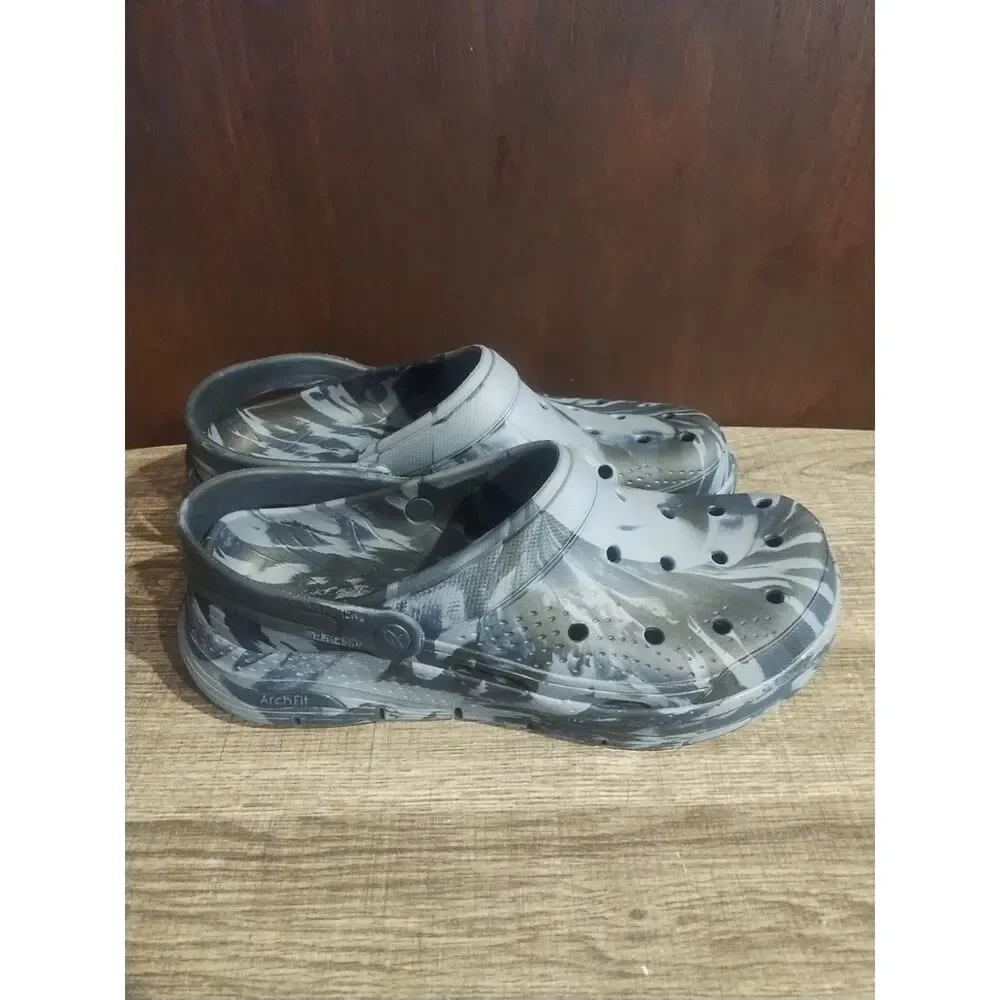 Skechers Archfit Clogs Mens 11.5 Camo Lightweight Slip On Water Shoes Strap